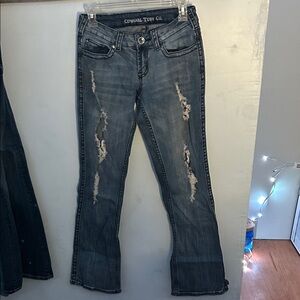 Cowgirl Tuff Women's Distressed Blue Bootcut Jeans